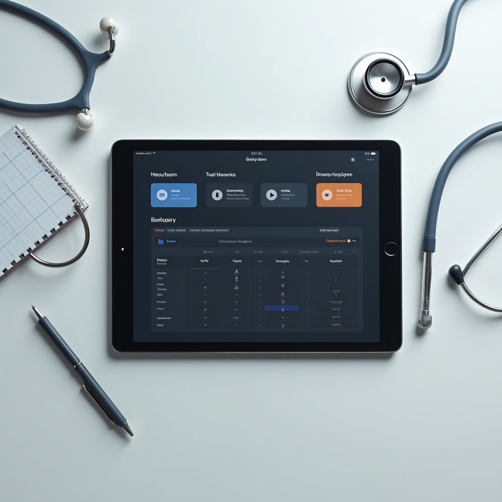 Interfaz del software Orimor Hub en una tablet utilizada en el área de hospitalización veterinaria